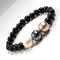 Multicolor Shell Pearls 12mm Bracelet With 8mm Black Beads