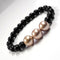 Chocolate Shell Pearls 12mm Bracelet With 8mm Black Beads