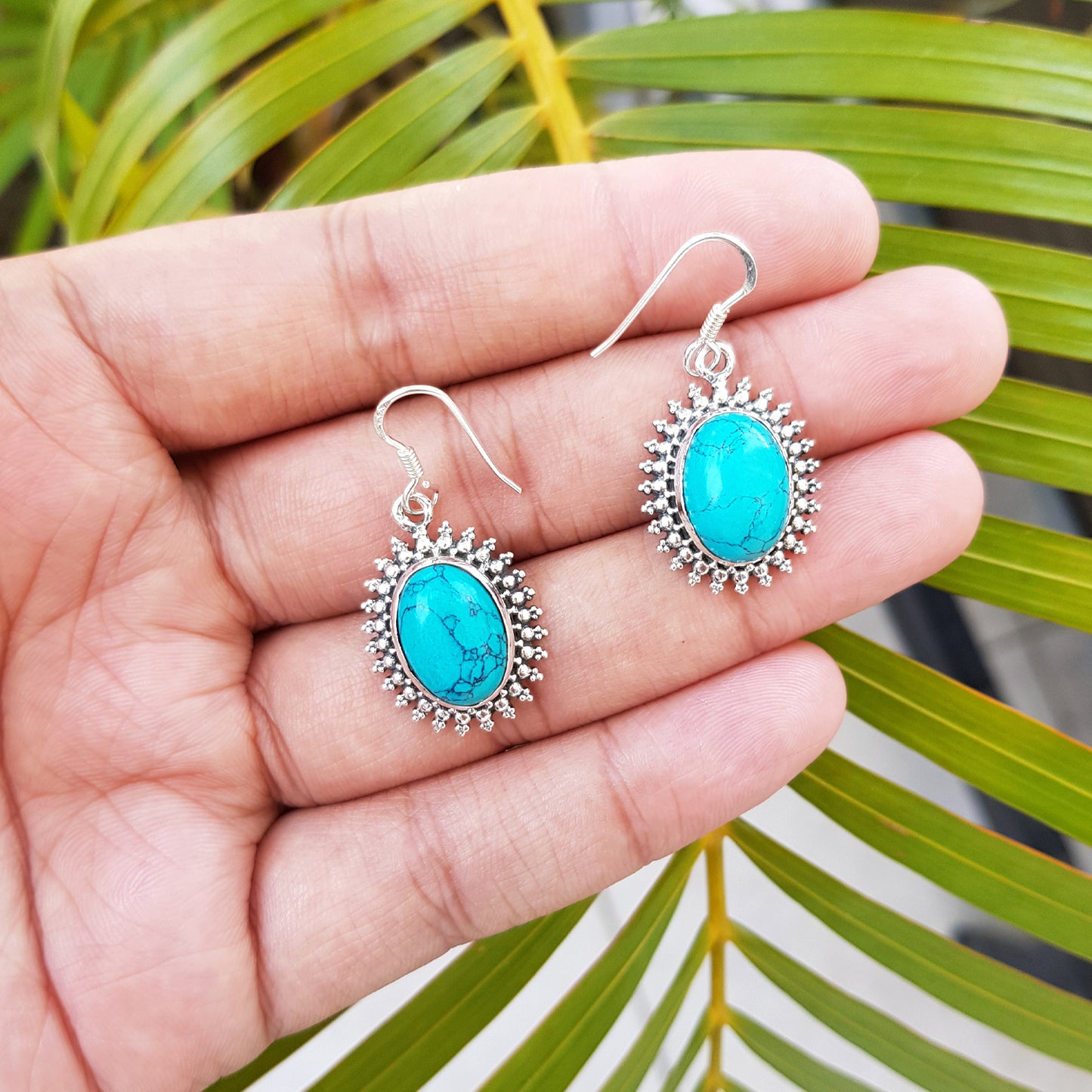 925 Silver Turquoise Hanging Earrings