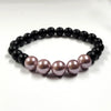 Peach Shell Pearls 10mm Bracelet With 8mm Black Beads