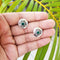 925 Silver Stud With Green Center