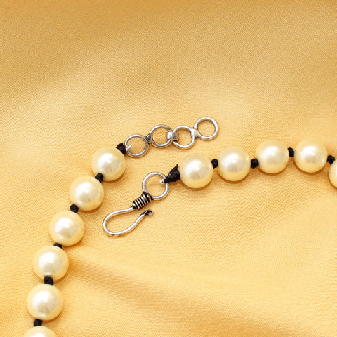 Imeora 10mm Black Knotted OffWhite Shell Pearl Necklace