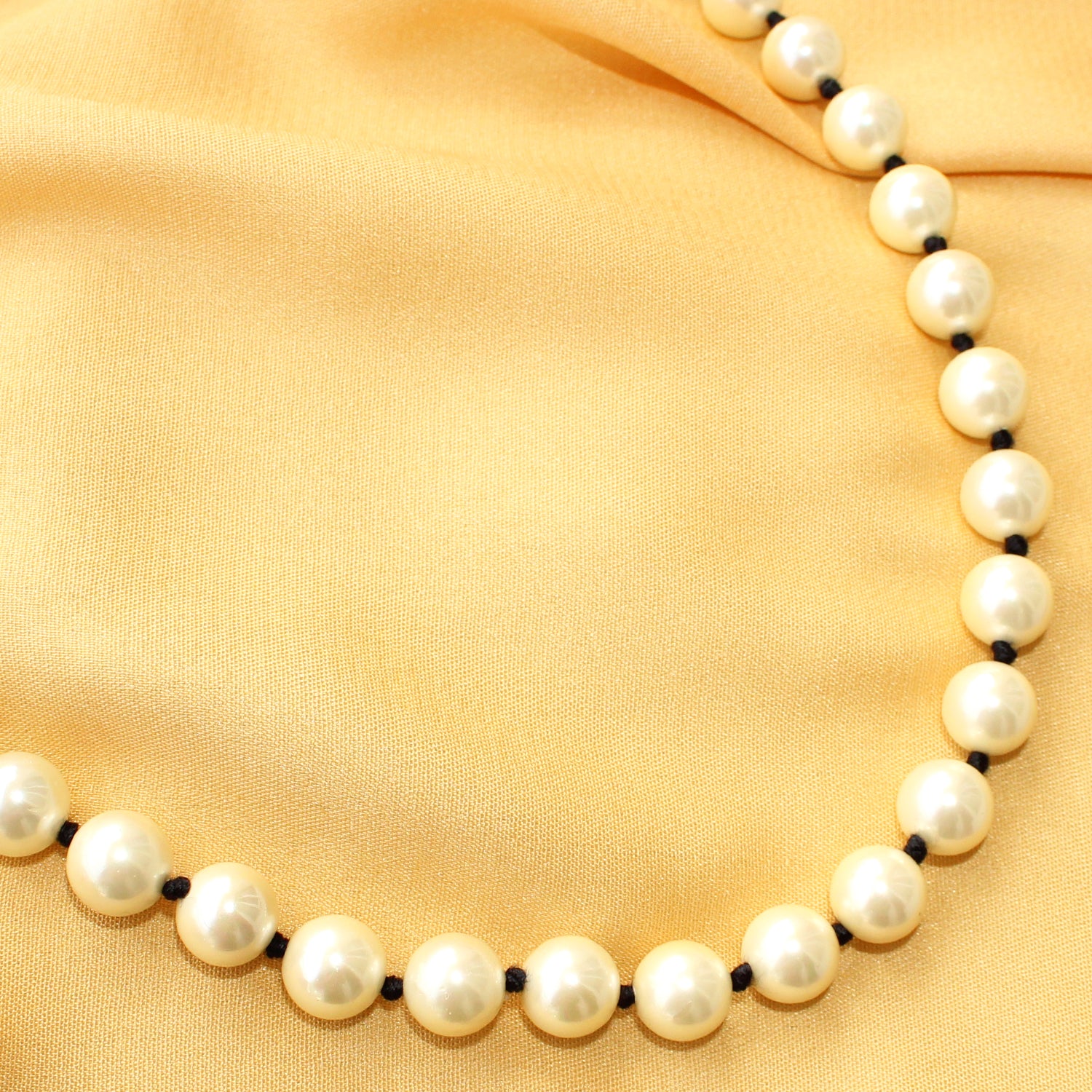 Black Knotted OffWhite Pearl Necklace