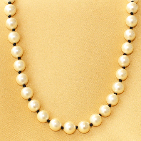 Black Knotted OffWhite Pearl Necklace
