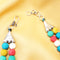 Imeora Multicolor MultiLava Beads Double Line Necklace With Earrings