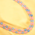 Imeora Pink Blue Quartz Double Line Necklace With Earrings