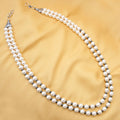 Imeora Natural Hematite And White 8mm Double Line Shell Pearl Necklace