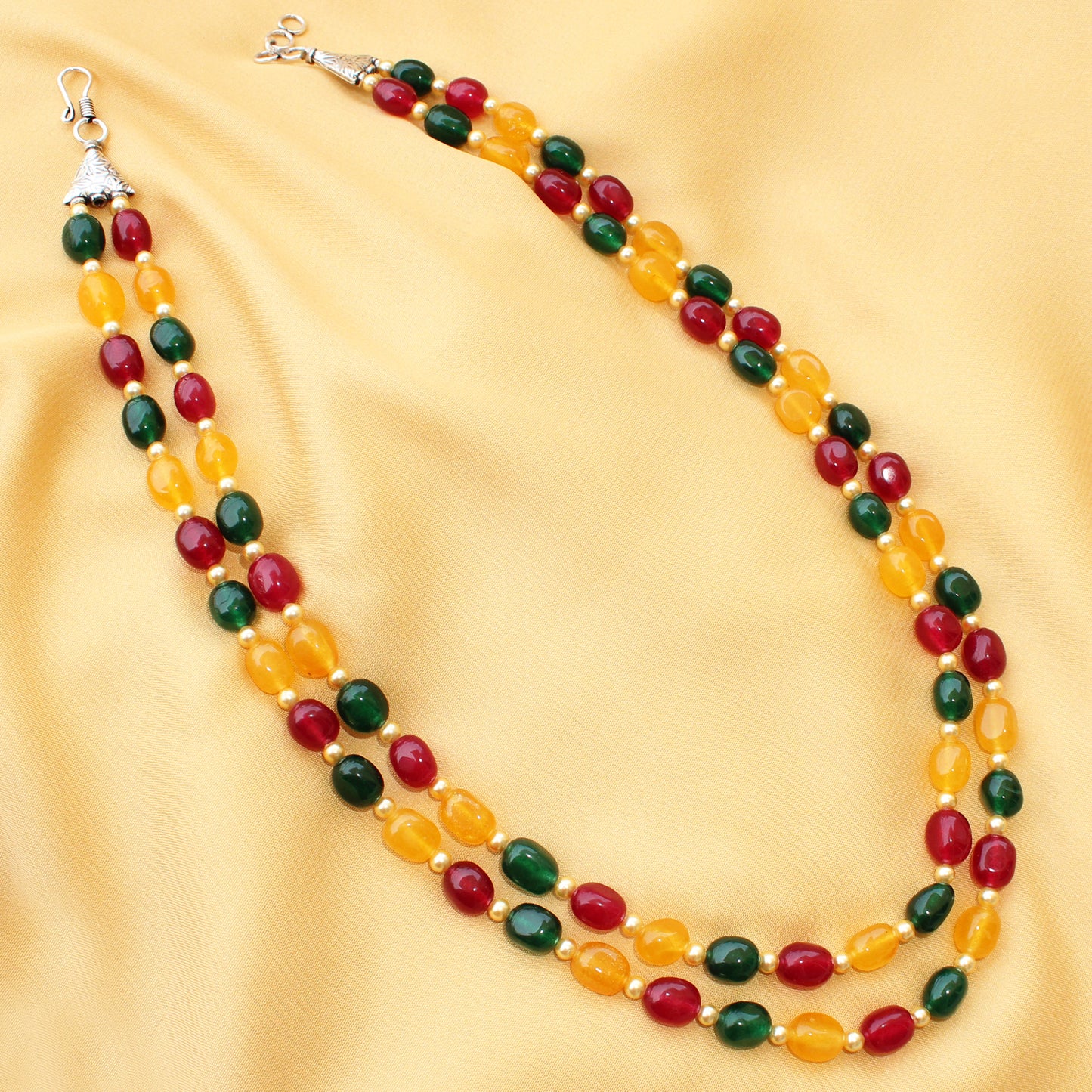 Imeora Multicolor Quartz Double Line Necklace With Earrings