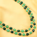 Imeora Dual Tone Green Quartz Double Line Necklace With Earrings