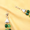 Imeora Dual Tone Green Quartz Double Line Necklace With Earrings