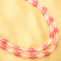 Imeora Dual Tone Pink Quartz Double Line Necklace With Earrings
