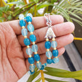 Imeora Dual Tone Blue Quartz Double Line Necklace With Earrings