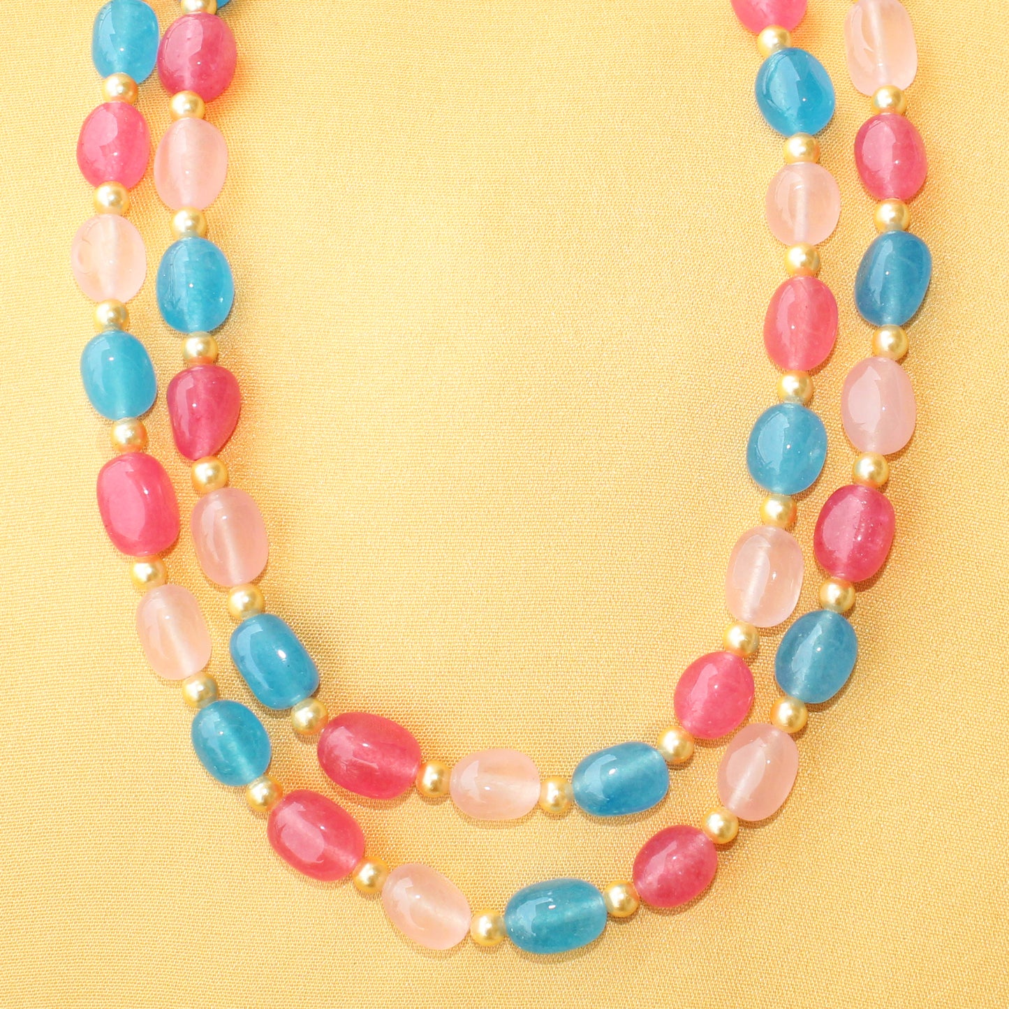 Imeora Multicolor Quartz Double Line Necklace With Earrings