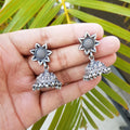 925 Silver Antique Look Star Studs With Hanging Jhumki