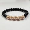Cream Shell Pearls 10mm Bracelet With 8mm Black Beads