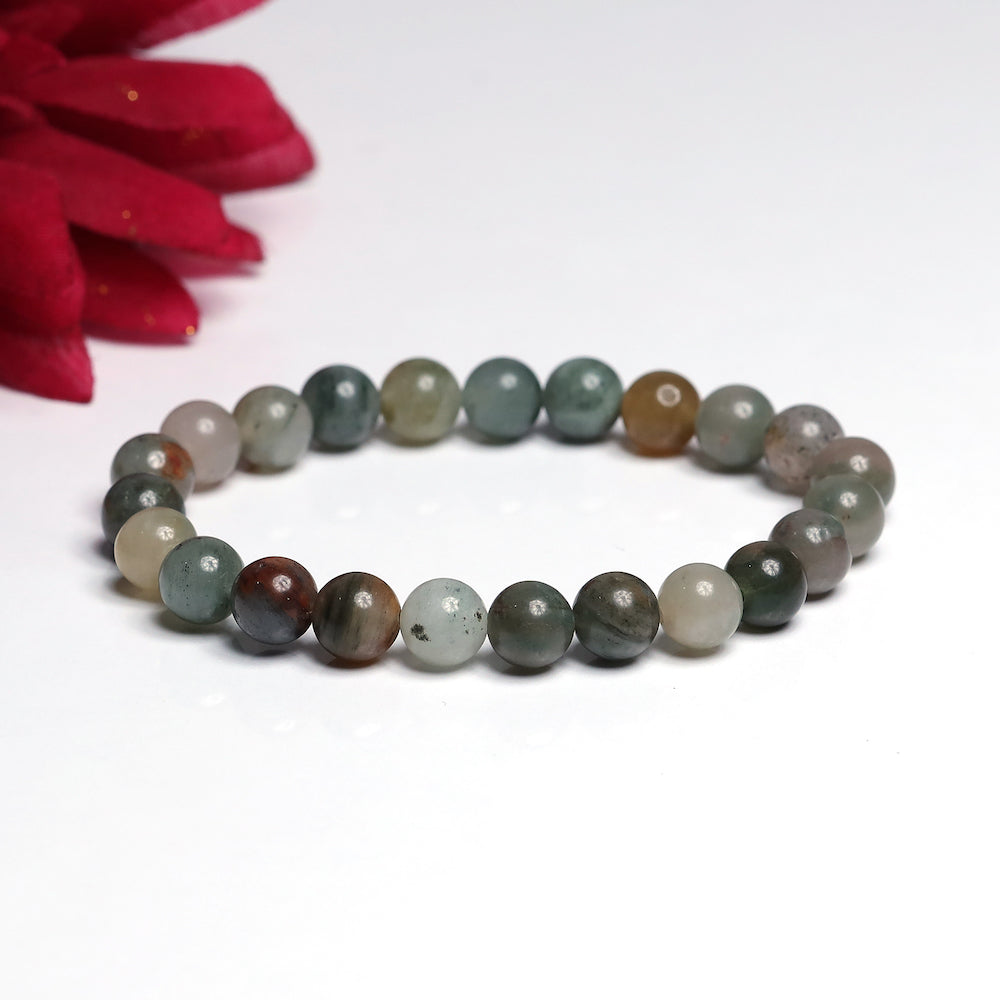 Certified Green Brown Agate 8mm Natural Stone Bracelet