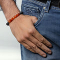 Certified Red Carnelian 8mm Bracelet With Lava Stone