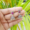 925 Silver Pink Top With Ghungroo Jhumki
