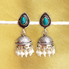 925 Silver Turquoise Top With Pearl Jhumki