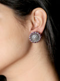 925 Silver Antique Look Ruby Red Stud