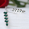 925 Silver Light Weight Green Onyx Hanging Earrings