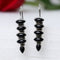 925 Silver Light Weight Black Onyx Hanging Earrings