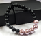 Peach Shell Pearls 10mm Bracelet With 8mm Black Beads