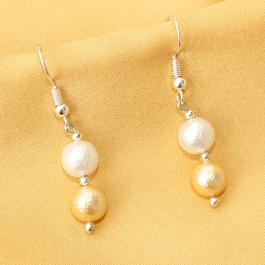 Matt White Golden Pearl Earrings