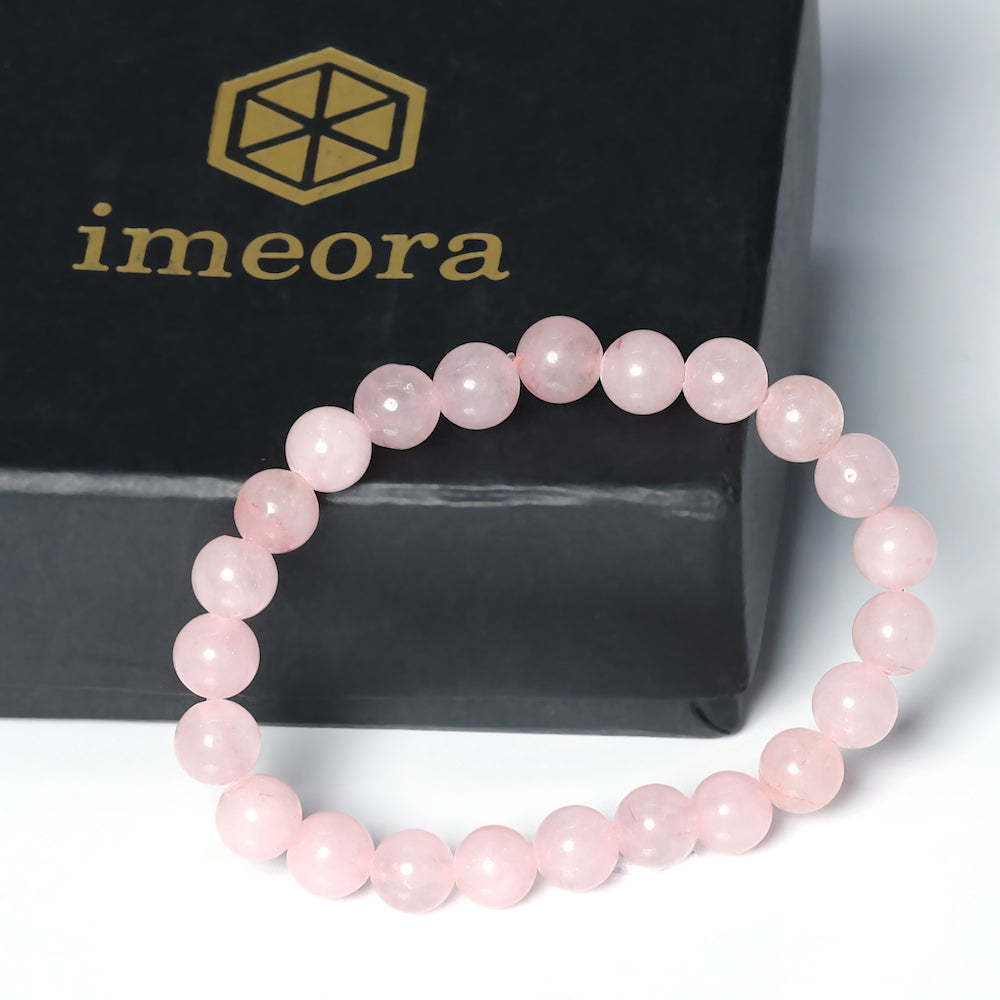 Natural Rose Quartz Bracelet Certified for Unconditional Love and Healing