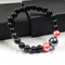 Reddish Pink And Metallic Black Shell Pearls Bracelet With 8mm Black Beads