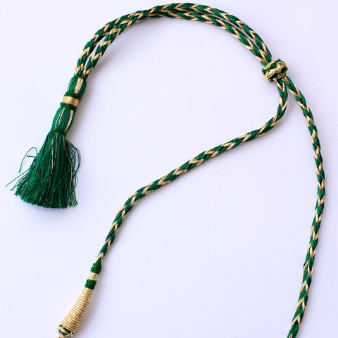 Imeora Designer Dark Green Choker Necklace Set With Stone Hangings And Handmade Dori