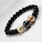 Multicolor Shell Pearls 12mm Bracelet With 8mm Black Beads