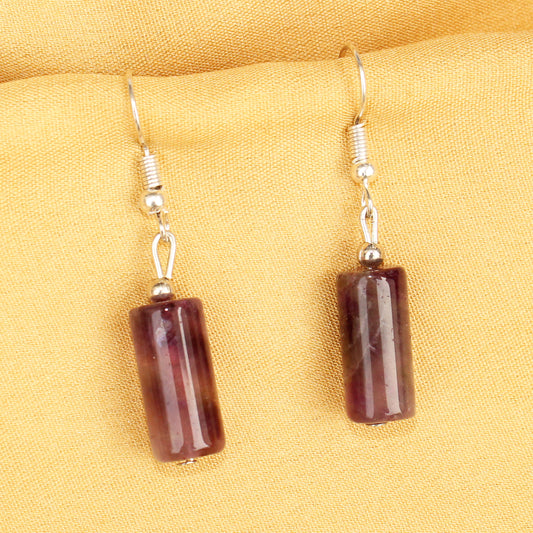 Imeora Amethyst Cylindrical Shape Natural Stone Earrings