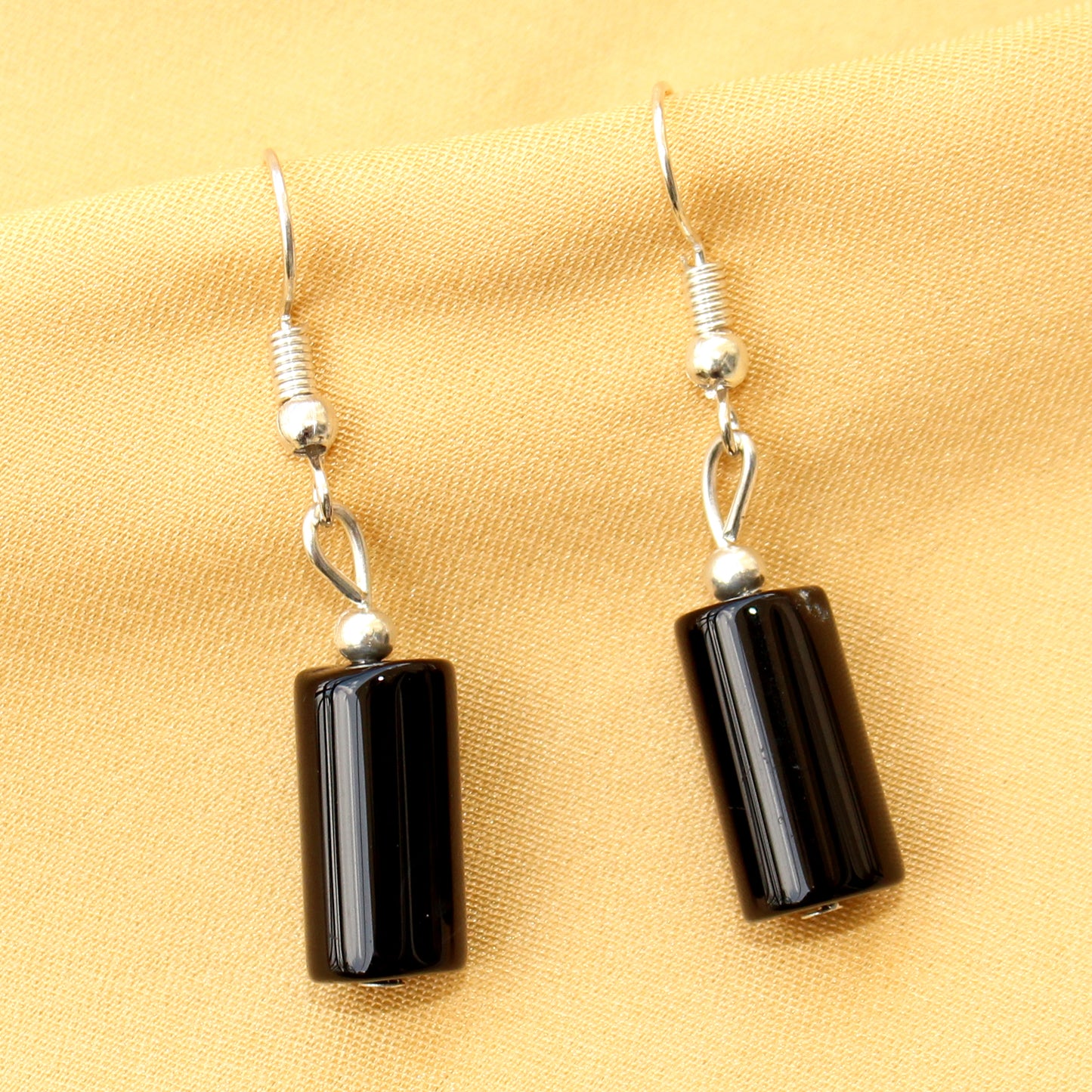 Imeora Black Onyx Cylindrical Shape Earrings