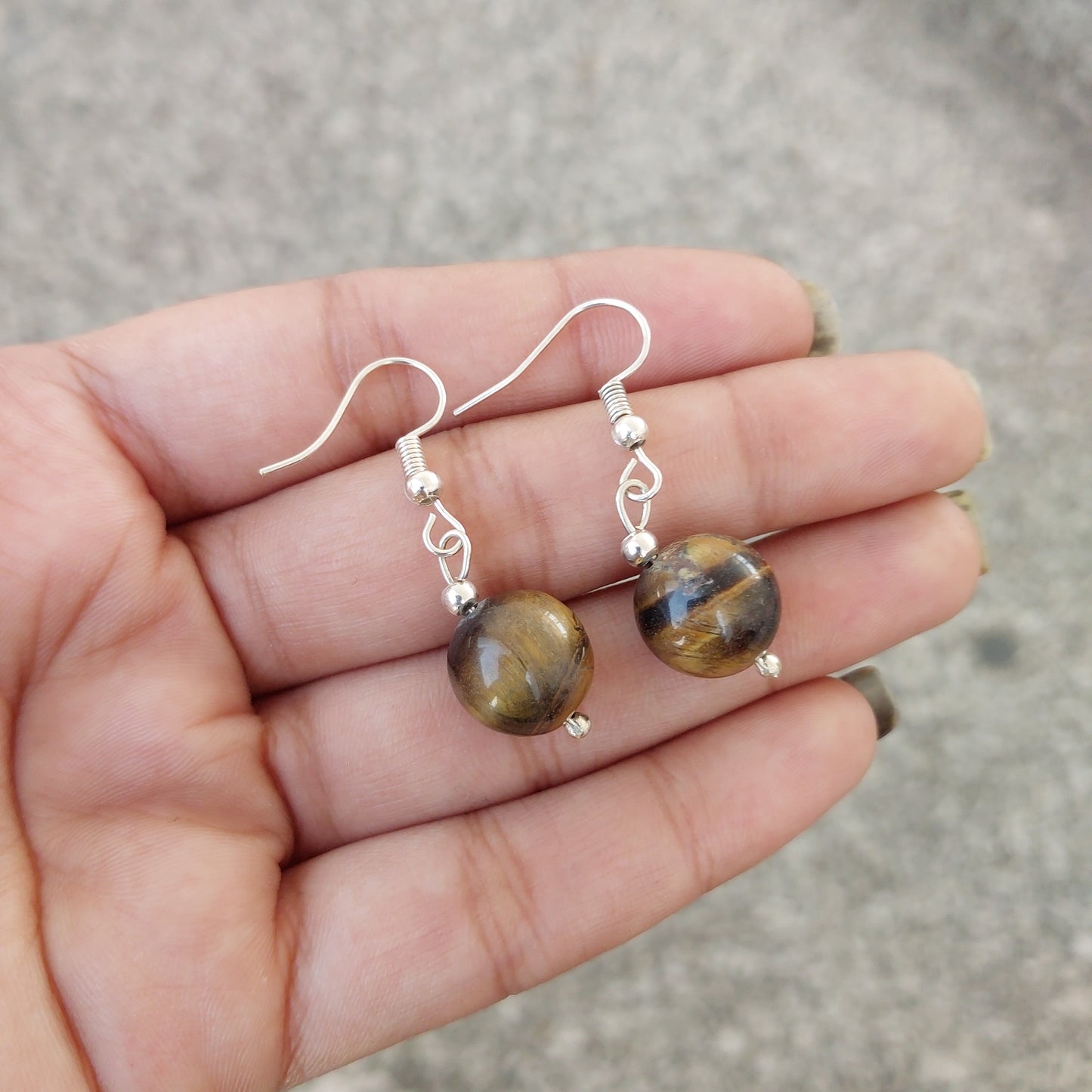 Imeora Tiger Eye 12mm Natural Stone Earrings