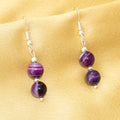 Imeora Knotted Purple Agate Graduation Double Line Necklace With 8mm Earrings
