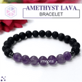 Certified Amethyst 8mm Bracelet With Lava Stone