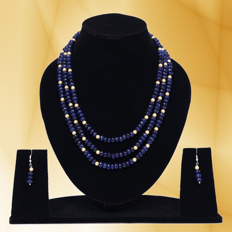 Imeora Tripple Line Quartz Necklace Set With 5mm Shell Beads