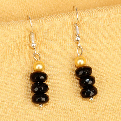 Imeora Black Quartz Earrings With 5mm Shell Beads