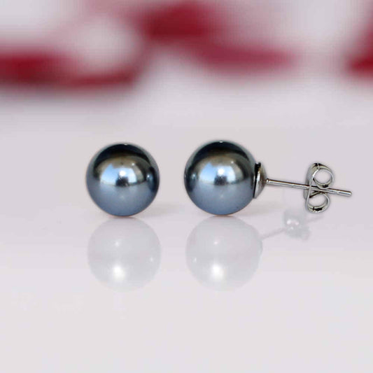 Imeora Metallic Black 10mm Shell Pearl Stud