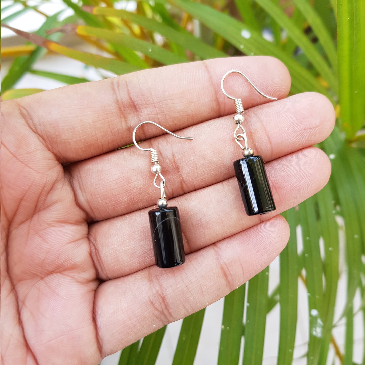 Imeora Black Onyx Cylindrical Shape Earrings