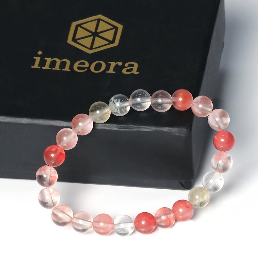 Certified Multi Cherry Quartz 8mm Bracelet