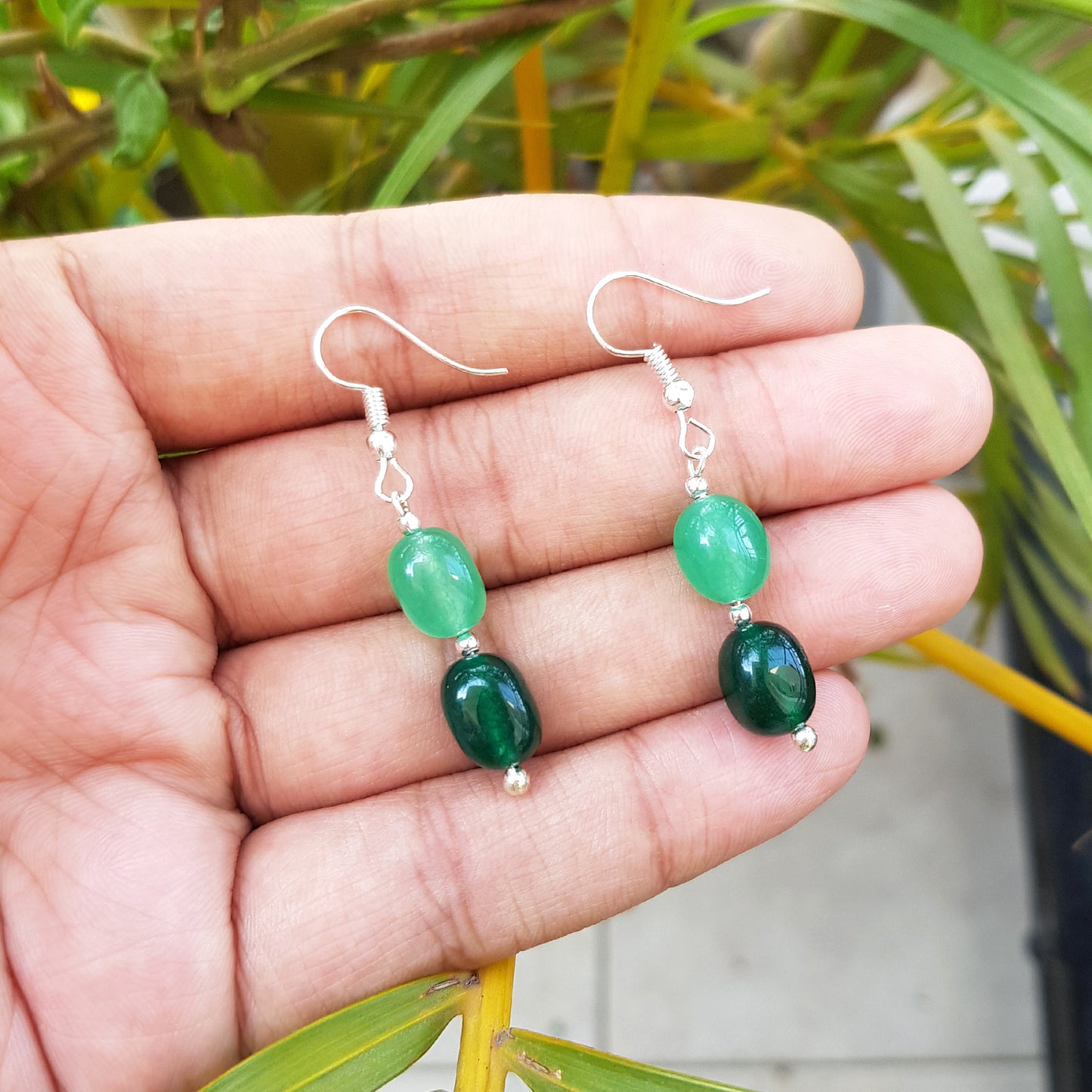 Imeora Dual Tone Green Quartz Earrings