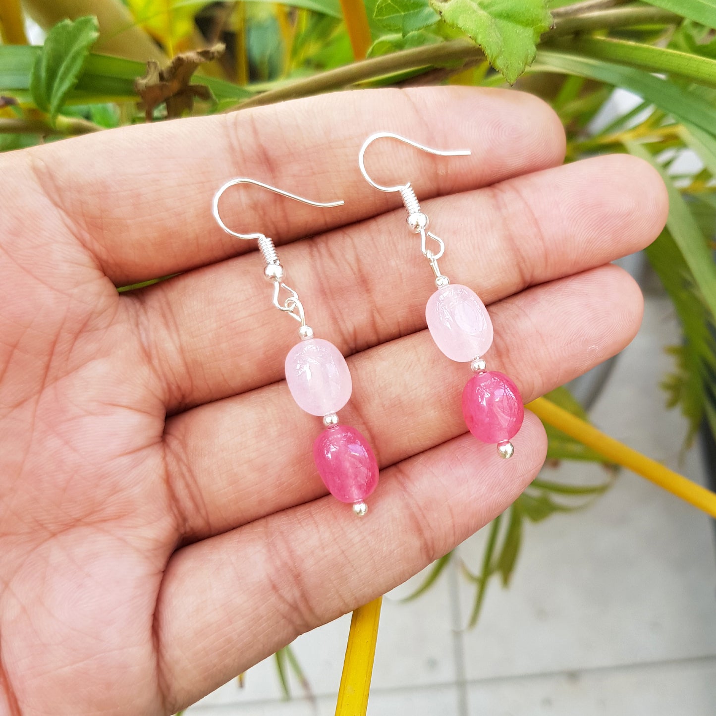 Imeora Dual Tone Pink Quartz Earrings