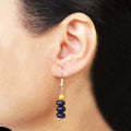Imeora Dark Blue Quartz Earrings With 5mm Shell Beads