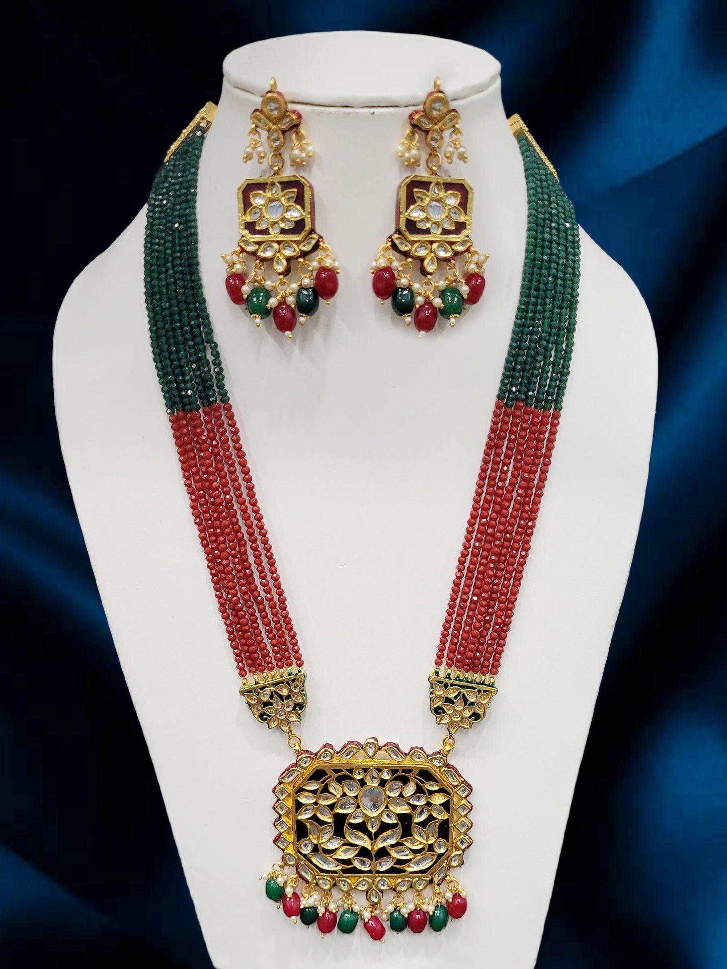 Imeora Designer Multicolor Multiline Necklace Set With Stone Hangings And Handmade Dori