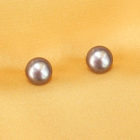 Imeora 925 Dark Silver Color 10mm Real Pearl Stud