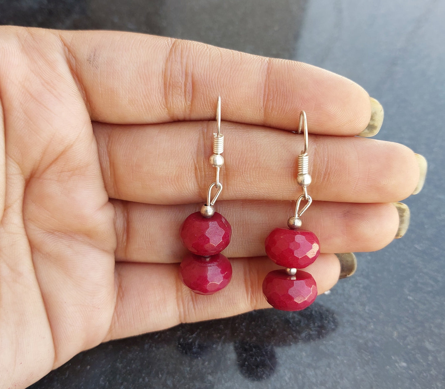 Imeora Dark Maroon Quartz Earrings