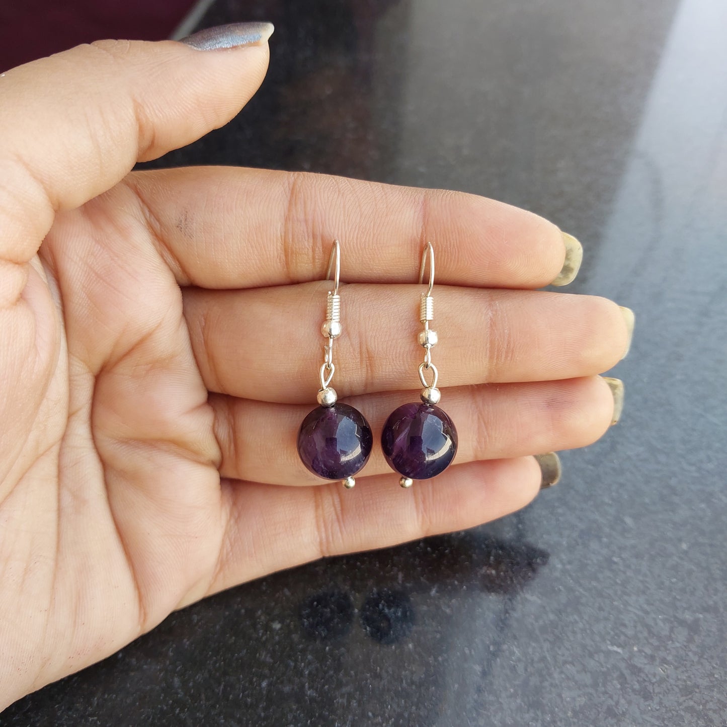 Imeora Amethyst 12mm Natural Stone Earrings