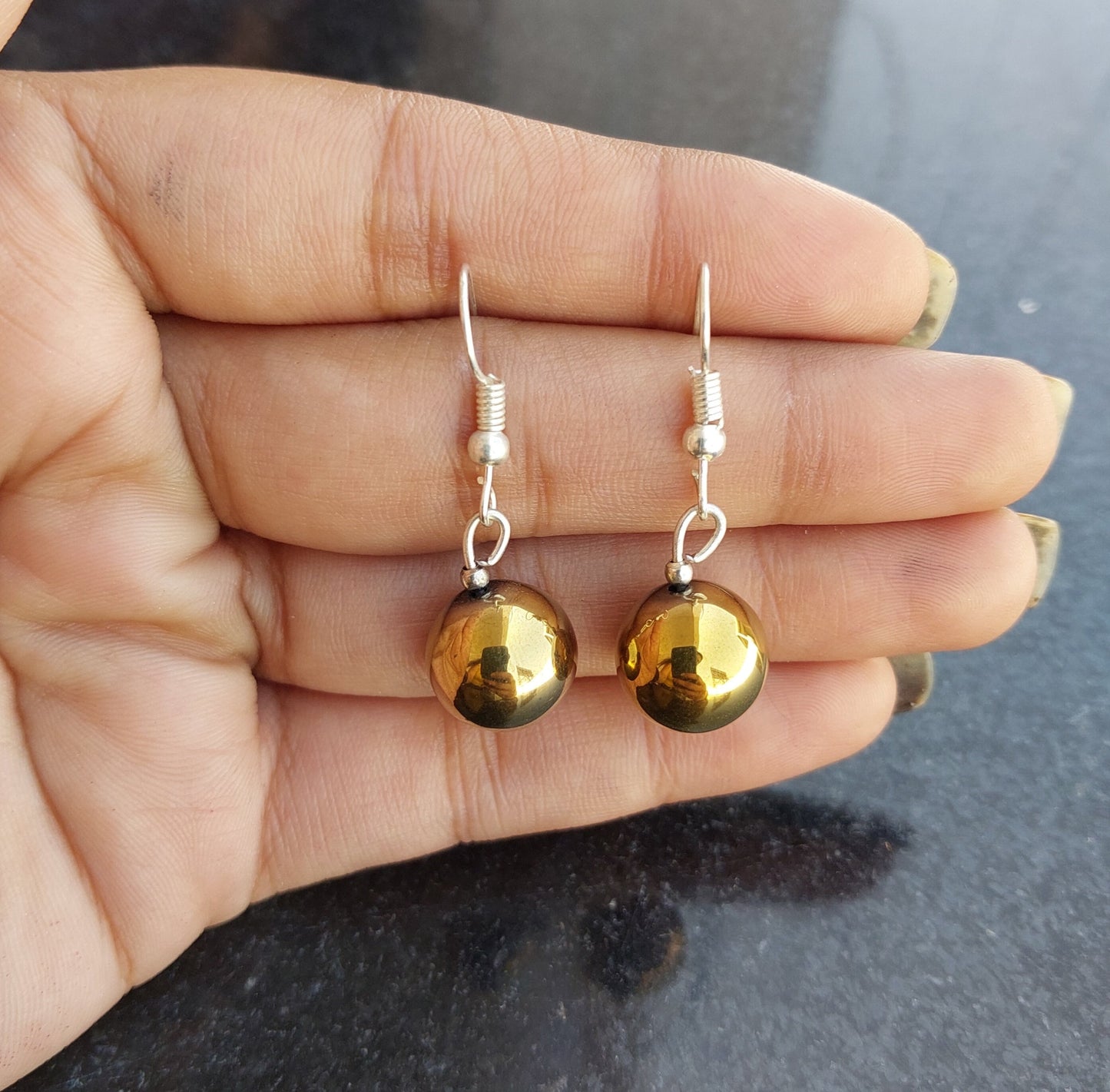 Imeora Golden Hematite Natural Stone Earrings